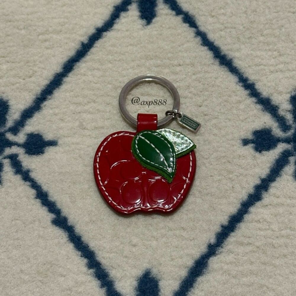 Coach Vintage Y2K Patent Leather Apple Keychain Purse Charm Collectible - Red